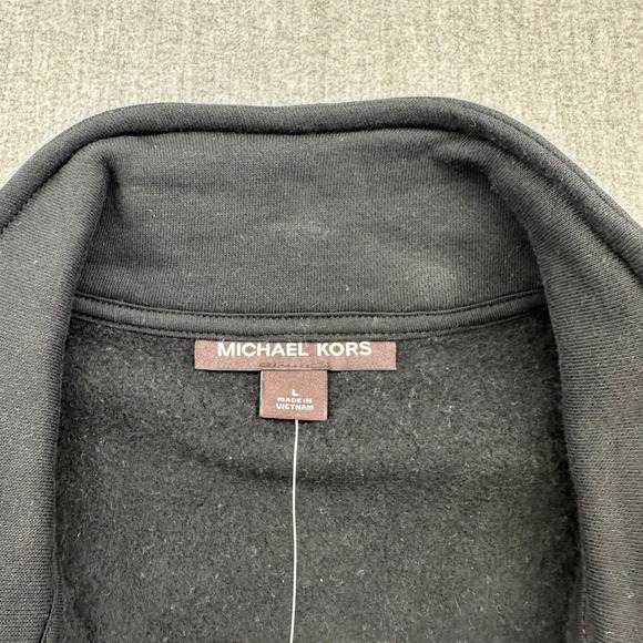Michael Kors Quarter Zip Mens Large Sweatshirt Black White Colorblock Pullover - Picture 3 of 8
